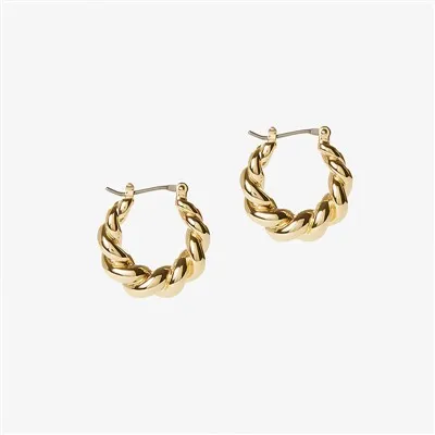 Pozlátená krútená kruhová náušnica