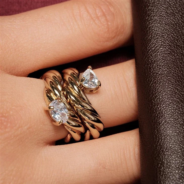 CZ Twisted Wave Ring factory