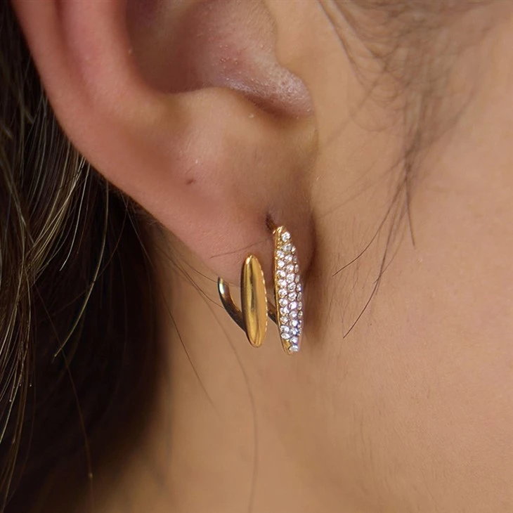 Dual Bar Pave CZ Huggie Earrings best