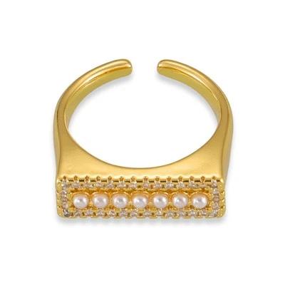 Pearl Open Signet Ring